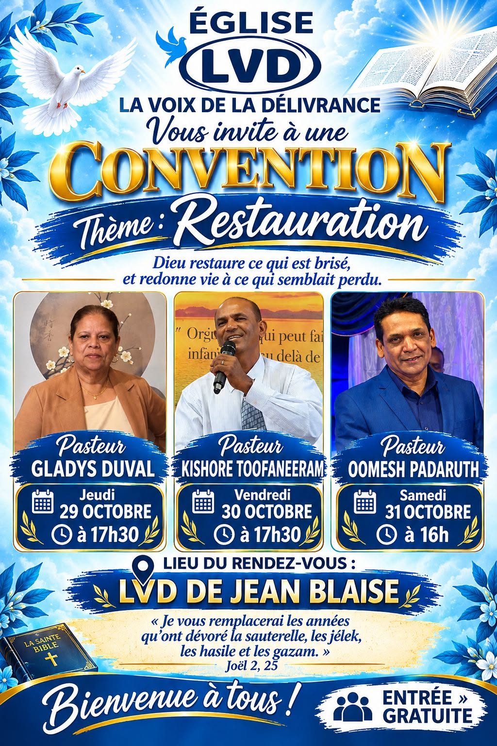 3 Jours de Convention Spirituelle : Thème Restauration