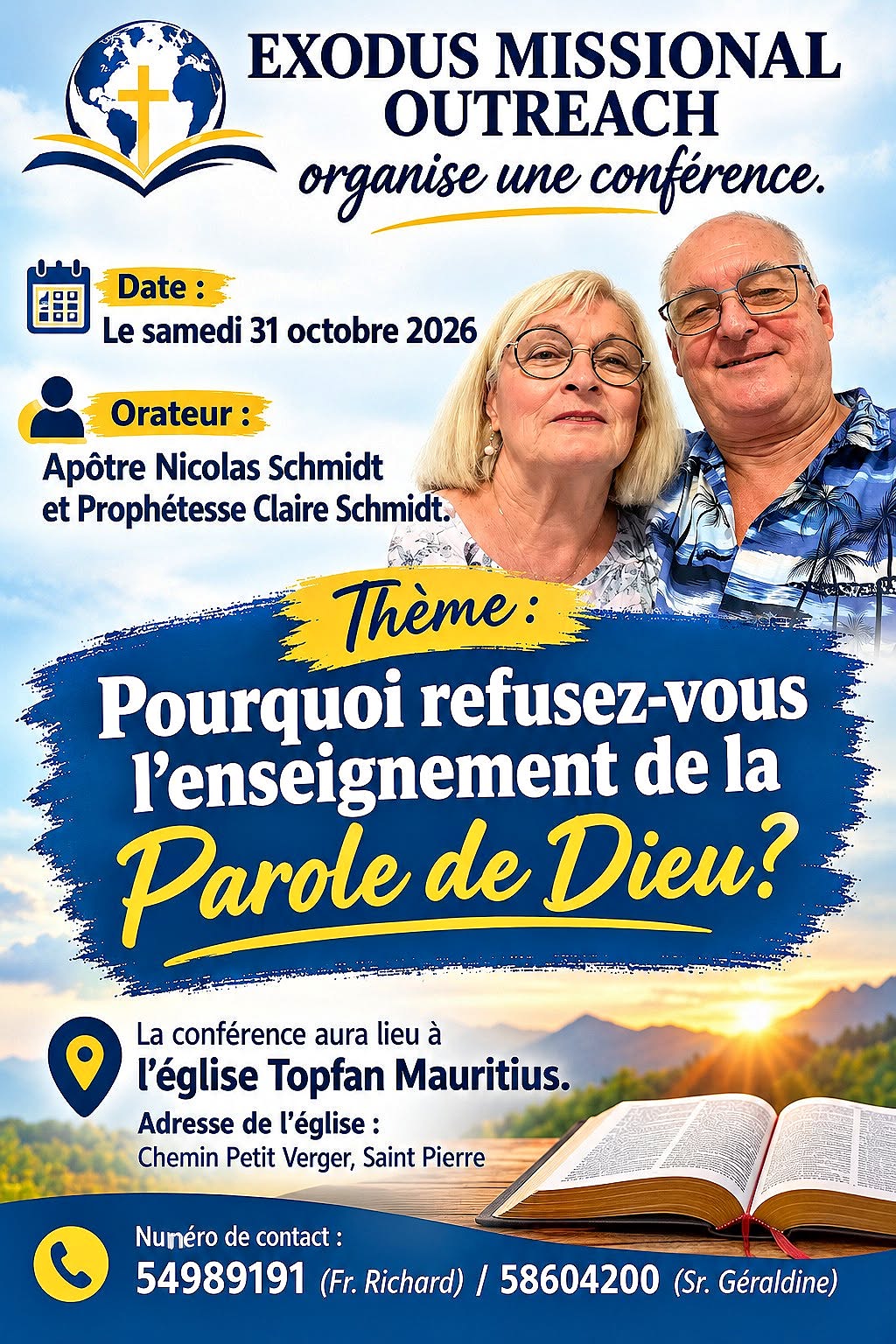 Conférence : Pourquoi refusez-vous l'enseignement de la Parole de Dieu ?